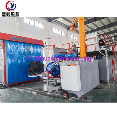 comprare YINGCHUANG PLC Intelligent Multi-Station Shuttle Rotomolding Machine, attrezzatura di stampaggio rotativo biassiale completamente automatica per serbatoi di acqua LLDPE e raffreddamento fabbricazione online