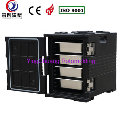 Acquistare YINGCHUANG ROTOMOLDING OEM Scatola Isotermica Nera da 90L Rotomolded con Piccole Ruote, Spessa Schiuma PU per Mantenimento Caldo e Freddo, Armadio per Trasporto Cibo GN per Cucina Centrale, Catering, Mense fabbricazione online